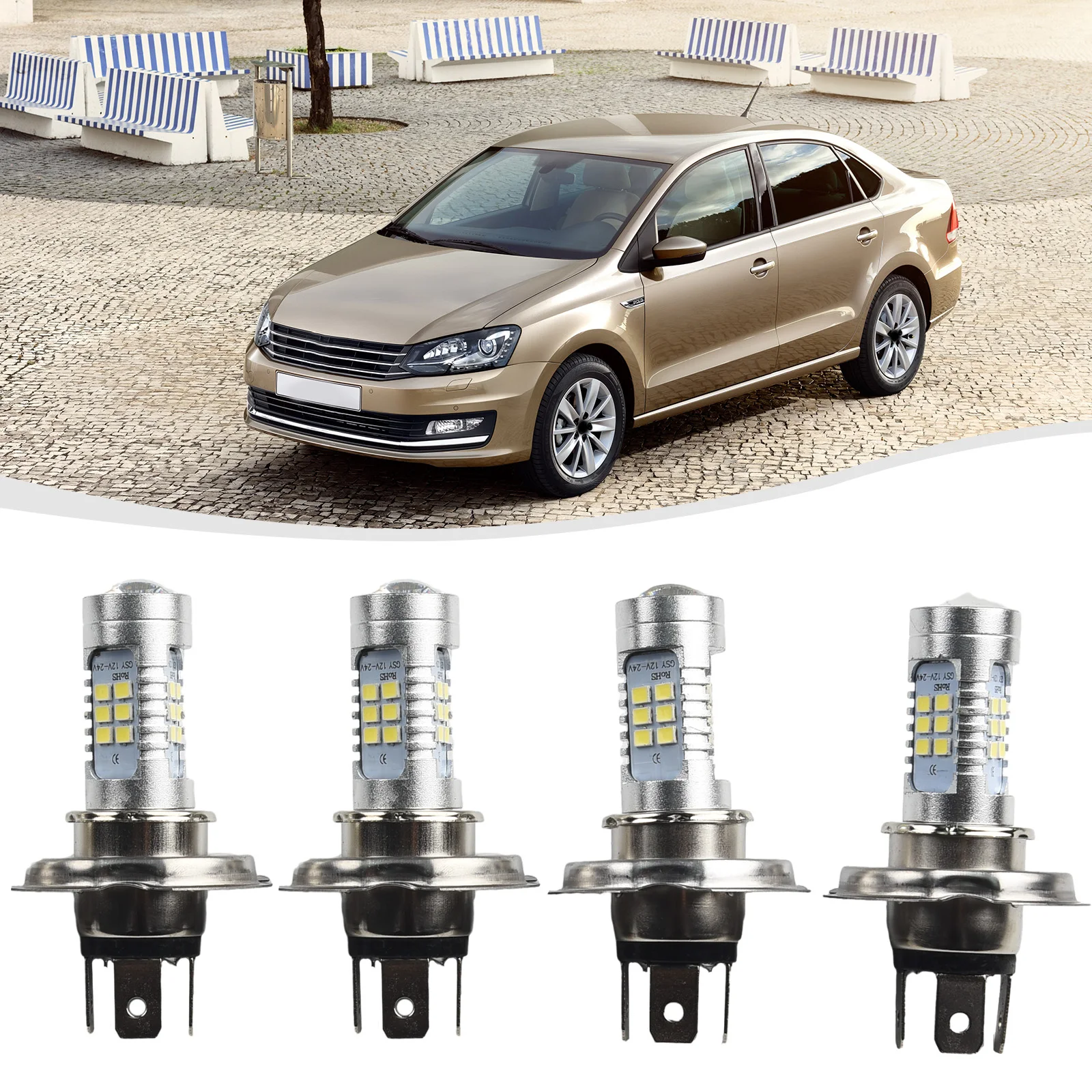 

High Low Beam 6000K LED Headlight Bulb Conversion Universal Fitment 4x H4 9003 HB2 Super White Simple Design