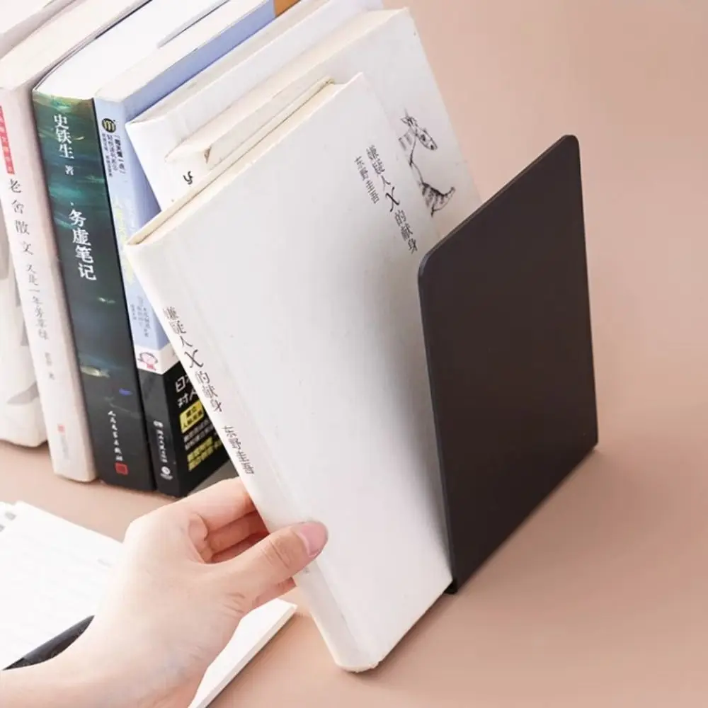 Modern L-Shaped Desk Organizer: Minimalist Durable Bookends and Display Rack