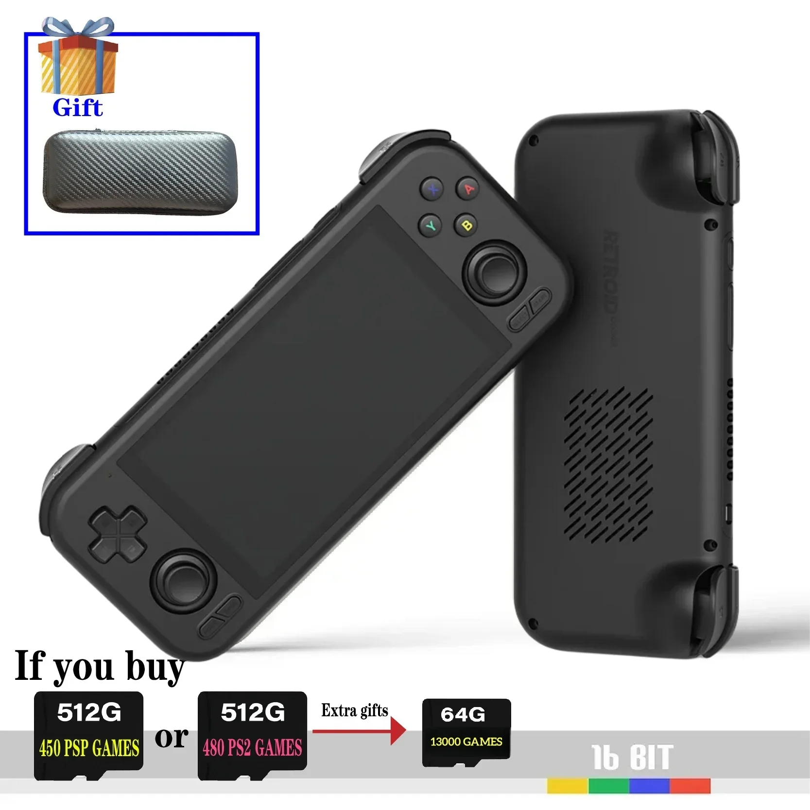 RETROID POCKET 2S 4+128GB本体＋ケース＋グリップ New Retroid Pocket 2S Grip Protect TPU Shell Case Bag