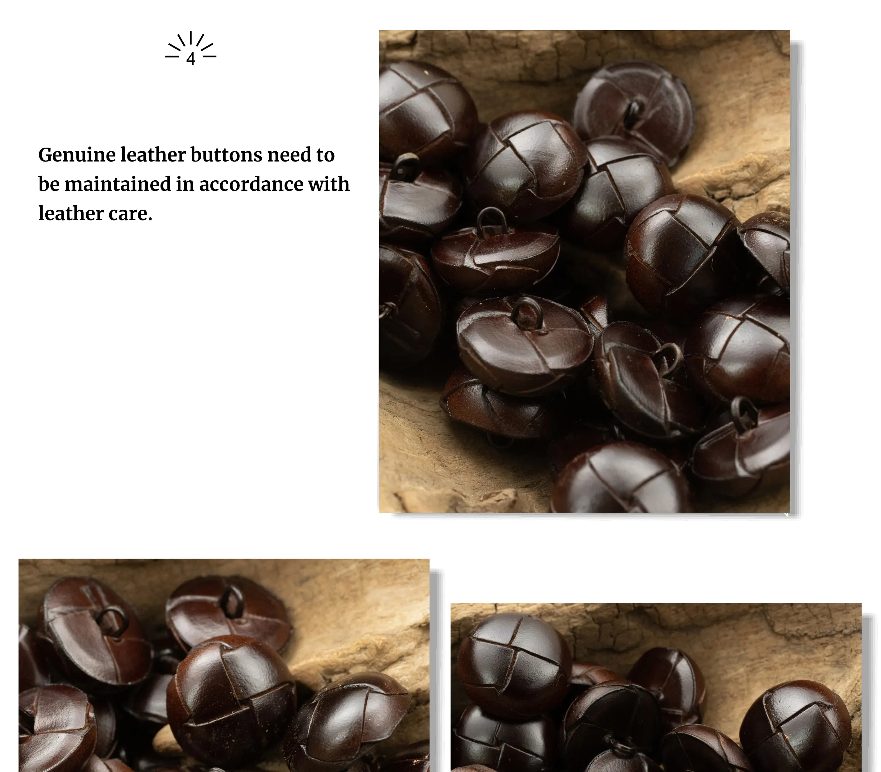 Description Picture 6 of item3pcs Vintage Genuine Leather Button Shank High Quality Hand Made Sewing Accessories For Luxury Buttons Leather Jacket Coat Brown