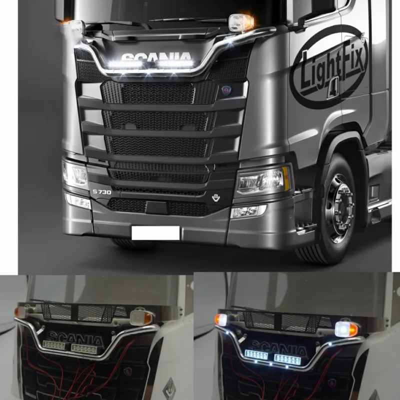 Faretto Centrale Cnc Front Mesh Led Light Lamp Per Tamiya 1/14 Rc Truck Scania 770S Actros Volvo Tractor Rc Trailer Lesu Tamiya