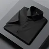 New Spring Summer Men Shirt Non-Ironing Anti-Wrinkle Business Casual Solid Color Elastic Smooth Short Sleeves Work Social Shirt 5