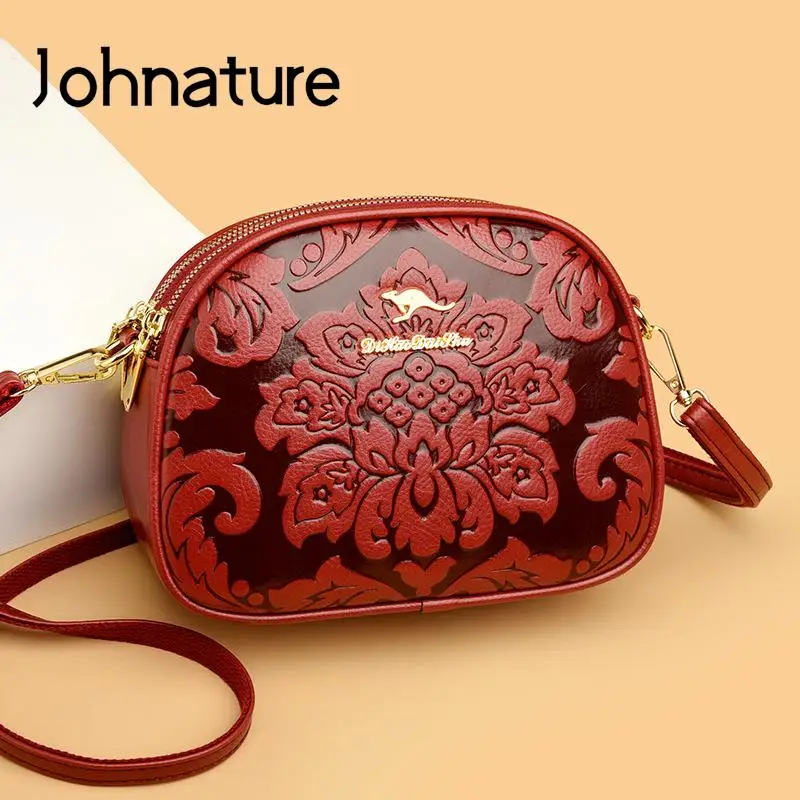 

Женские маленькие круглые сумки через плечо Johnature, универсальные вместительные дамские сумочки на ремне с принтом для отдыха, 2024