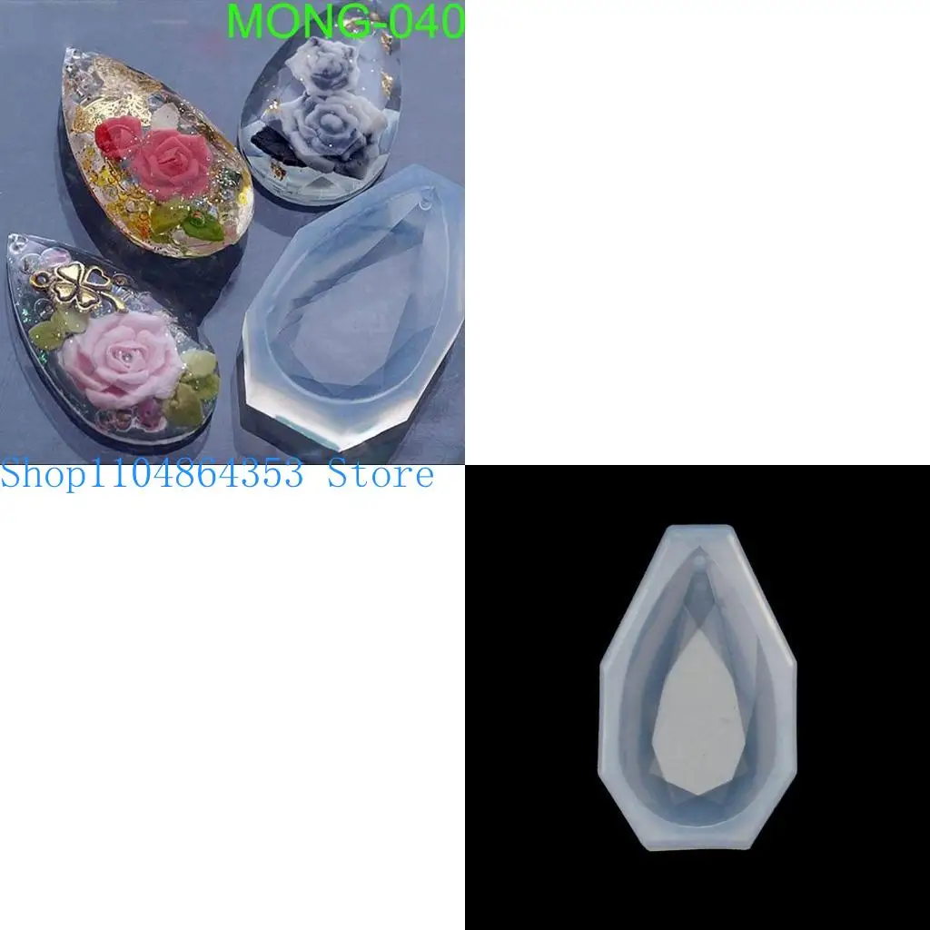 레진 에폭시 비누 쥬얼리 제작용 젬 실리콘 몰드 트레이, 손수 만든 DIY 공예품, 걸이 구멍 장식 포함