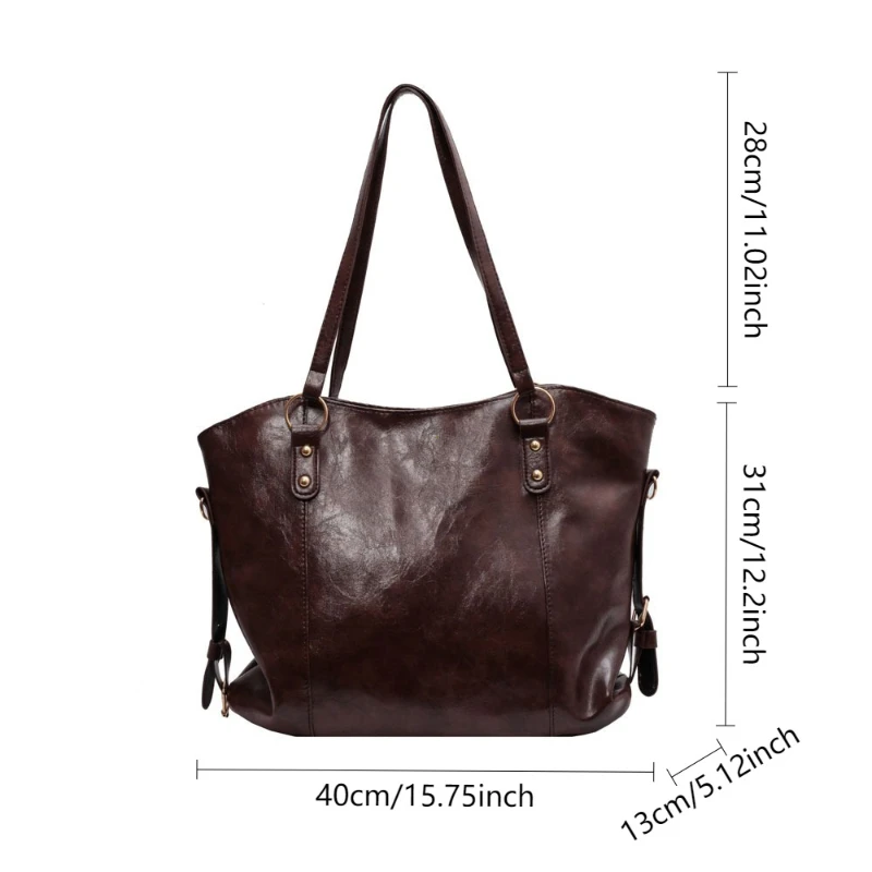 Large Capacity Shoulder Bags for Women Fashion Hobo Shopper Bag Solid Color Soft Leather Crossbody Handbag Lady Travel Tote Bags