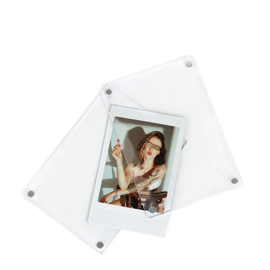 Polaroid 3inch Photo Refrigerator Magnetic Photo Frame Creative Transparent Acrylic Magnet Diy Assembled Display Stand 1