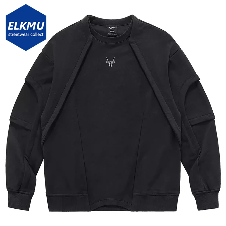 Covisoty Men's Contrast Color Hoodie – Patchwork Pullover With Kangaroo Pocket – Casual Techwear Style - View #6