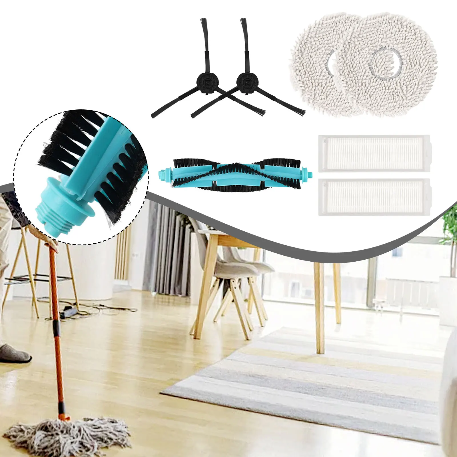 

Home Vacuum Cleaners Roller Brush Set For Cecotec For Conga 11090 Spin Spare Parts Main SIde Brush Filter Mop Cloth