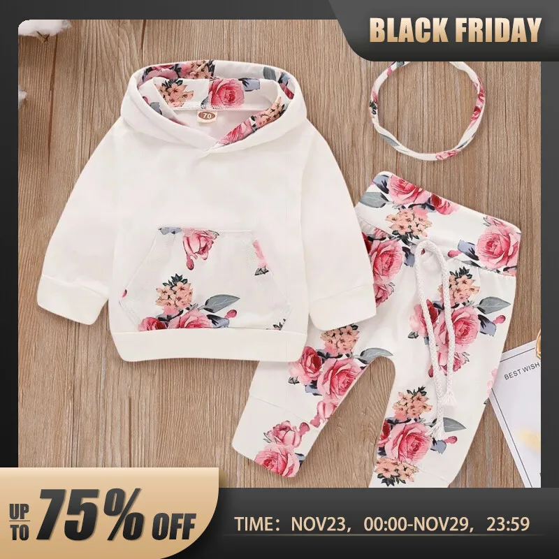 Little Sister Floral Hooded 3-Piece Baby Winter Set