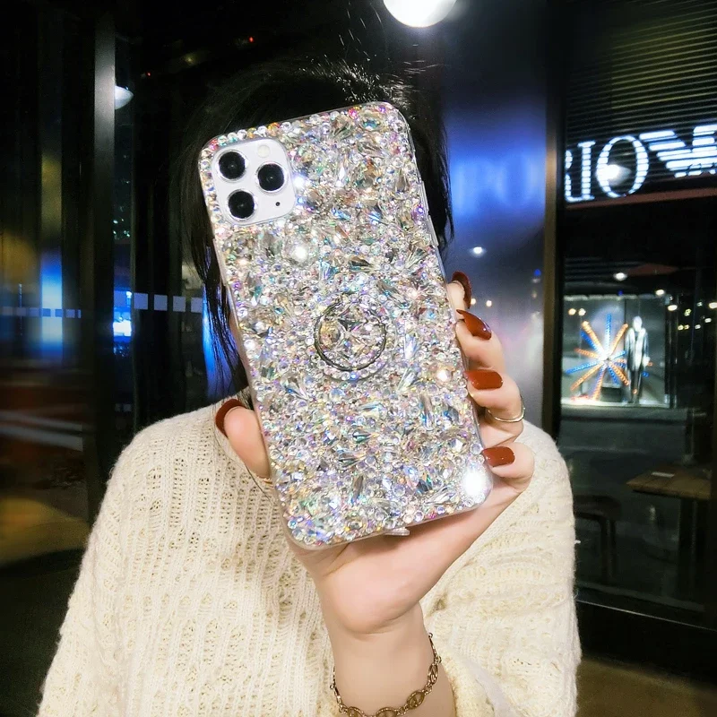 Rhinestone Glitter Case Stand Back Phone Cover for Samsung Galaxy A22 A32 A52 A71 A5 A72 A73 A53 A33 A55 A54