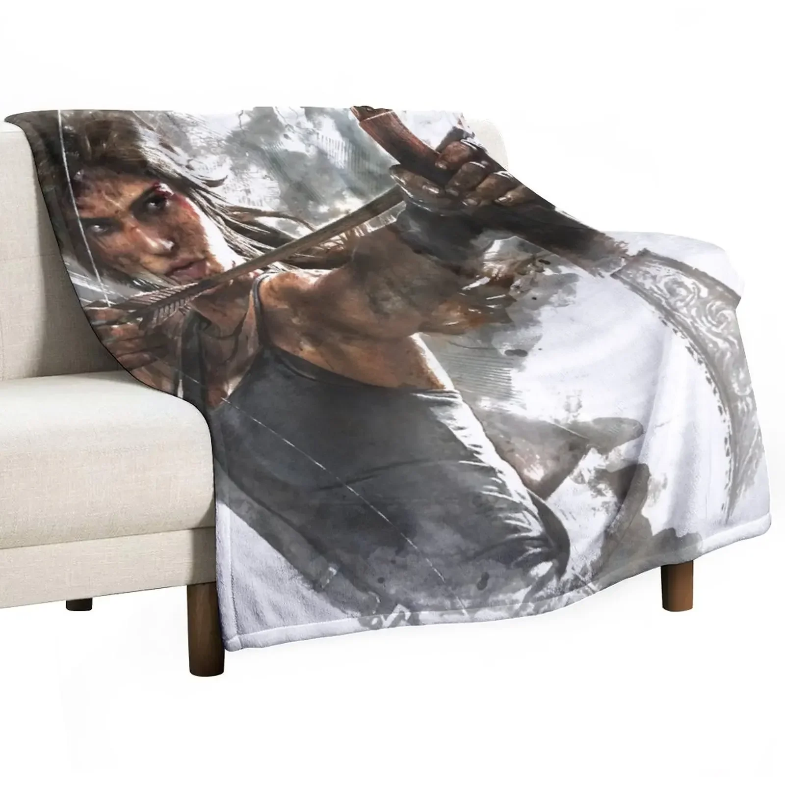 

Tomb Raider Painting Throw Blanket Plush Decoratives Blankets