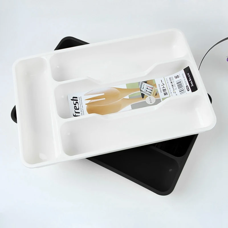 Tableware Organizer Cutlery Storage Tray Knife Block Holder Spoon Fork Separation Box Kitchen Drawer Plastic Container Cabinet