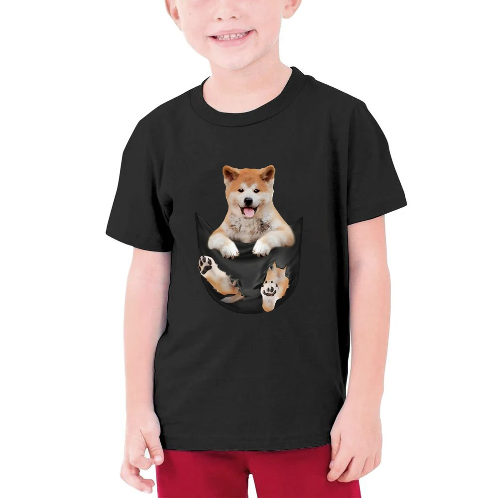 Cilocl Funny Kids Cotton T-Shirt Cute Puppy Shiba Inu In Pocket Graphic Print Tees Harajuku Hip Hop Pullover Top Drop Shipping