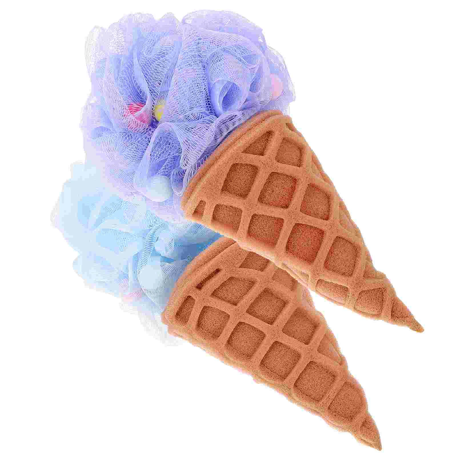 

Body Scrubber Spong 2Pcs Ice Cream Bath Shower Loofah Sponge Mesh Pouf Shower Ball Exfoliating Shower Sponge Loofa Loufa Puff