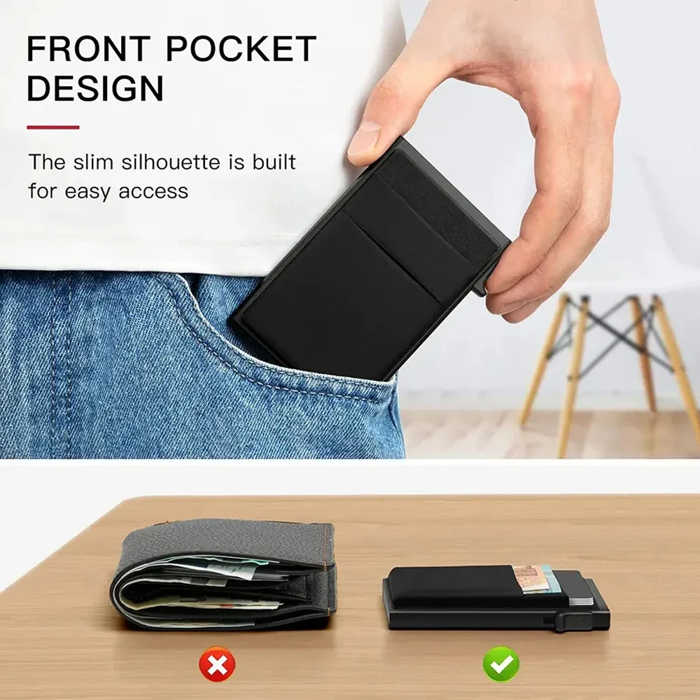 Men's Rfid Credit Card Holder Thin Slim Mini Minimalist Luxury Metal Bank ID Case