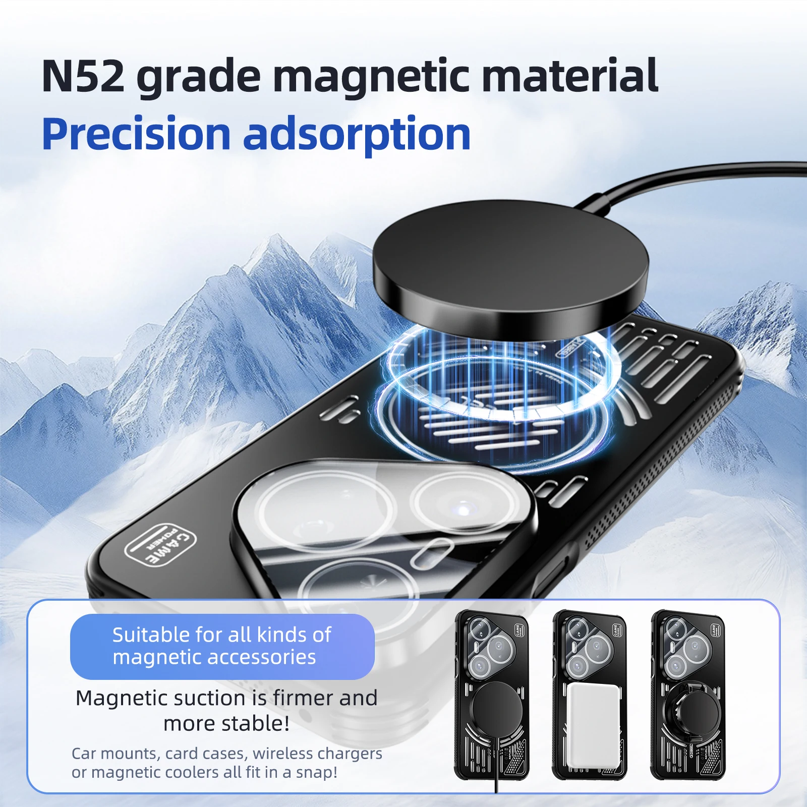 Premium Hard Metal Magnetic Wireless Charging Case with Heat Dissipation