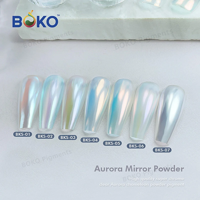 BOKO 0.3g Nail Aurora Powder Fairy Fine Mirror Effect Chrome Rubbing Dust Pigment DIY Manicure Decor