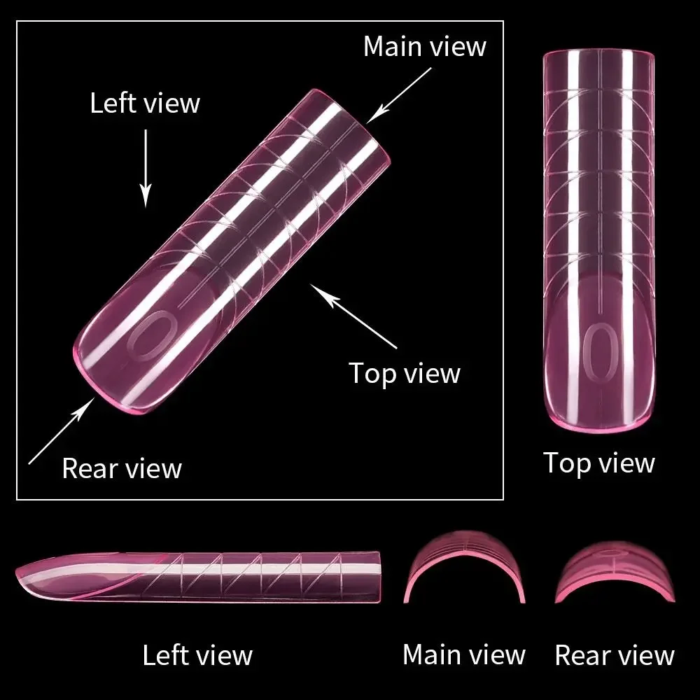 140Pcs/box French Nail Dual Forms Quick Building Gel Mold Square Pink Transparent Nail Extension Molds Full Cover with Scale