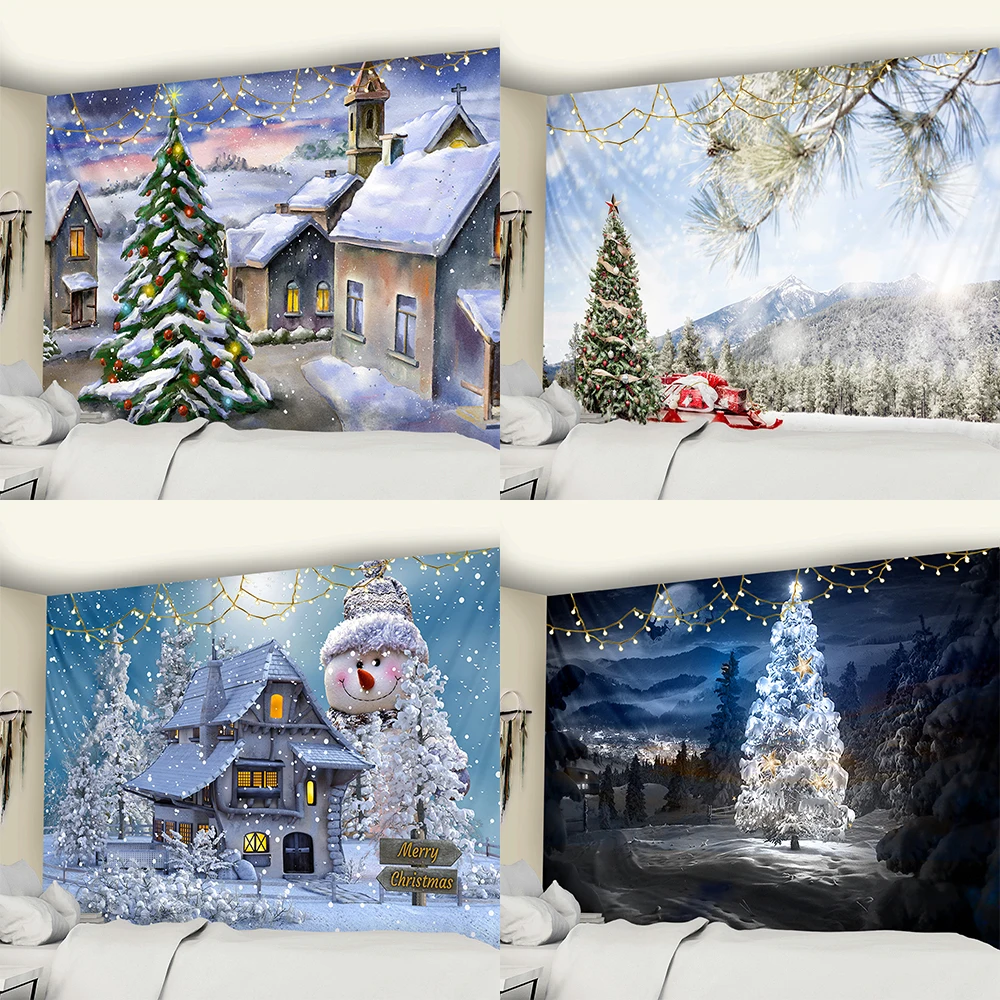 Crystal Christmas Tree Wall Decor Backdrop Cloth Christmas Art Wall