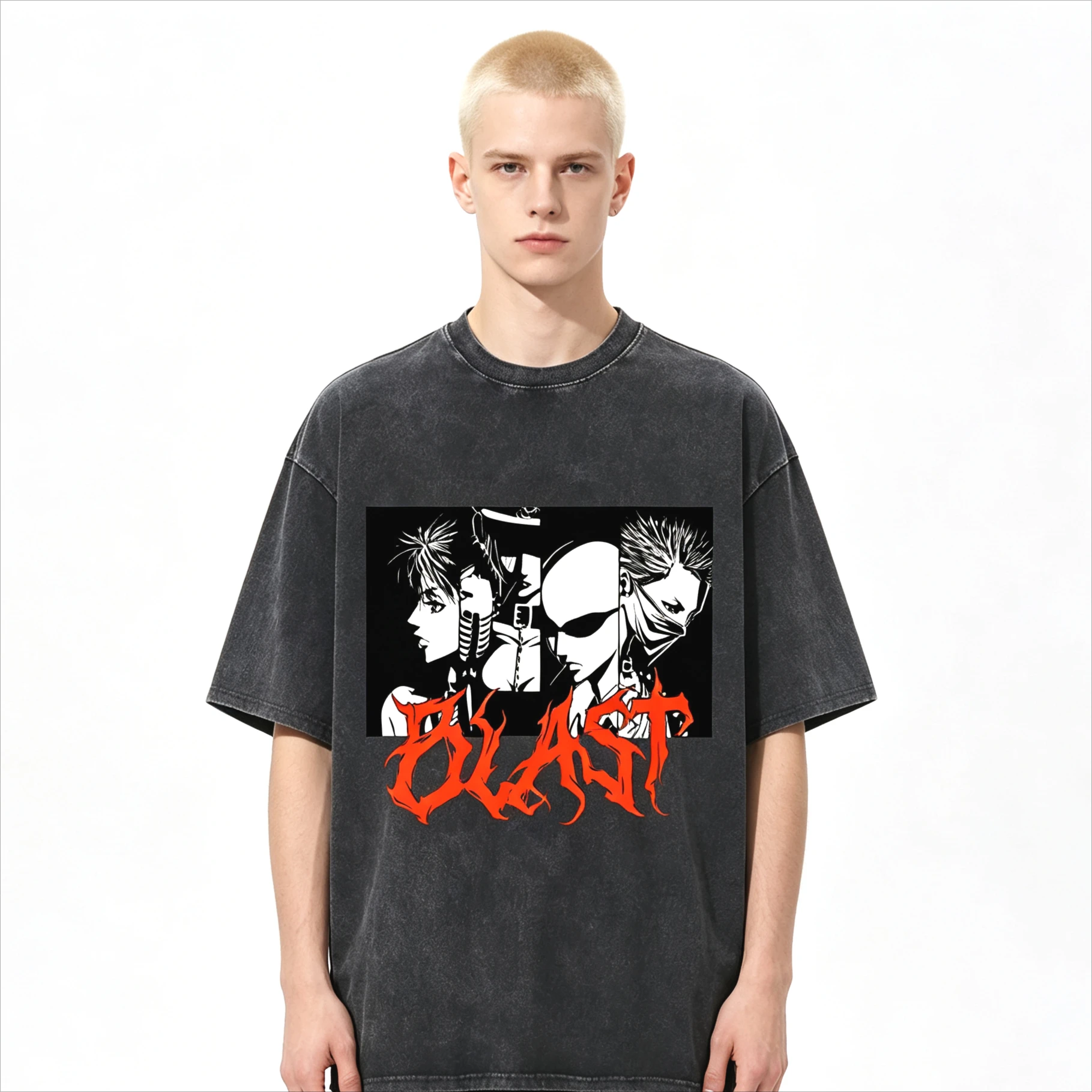 Sommer-Hot-Sale: Japanisches Anime Nana Osaki Washed Graphic T-Shirt für Männer und Frauen, Harajuku T-Shirt, Y2K Gothic Baumwolle Oversized T-Shirt