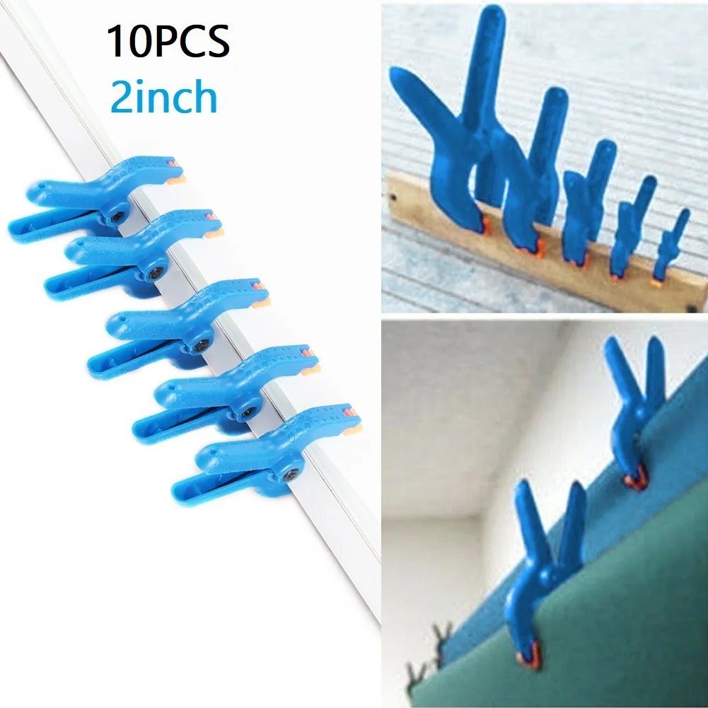 

10pcs 2in Spring Clamps Woodworking Tools Plastic Nylon Grip Cramps Jaw Opening For Paper Cutting Canvas Plain Cloth