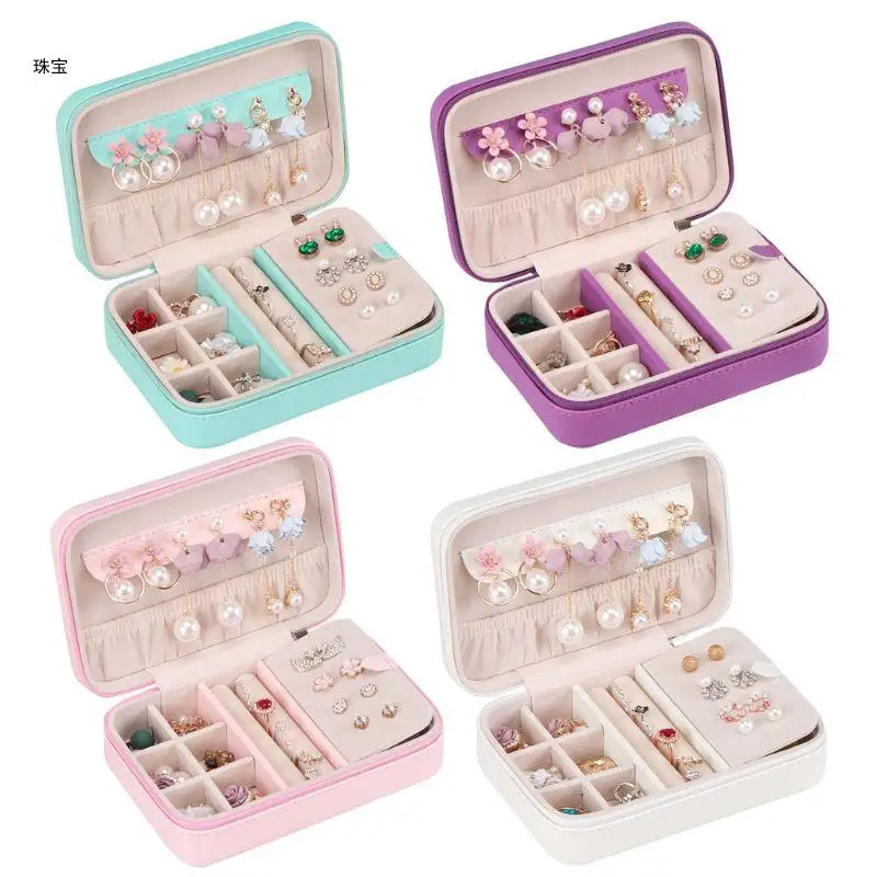 

X5QE для женщин и девочек, многофункциональная простая шкатулка для драгоценностей из искусственной кожи, переносные дорожные