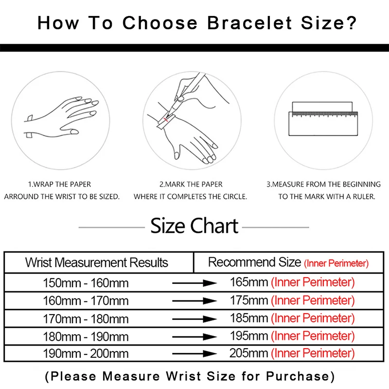 Mens Wrist Size Chart