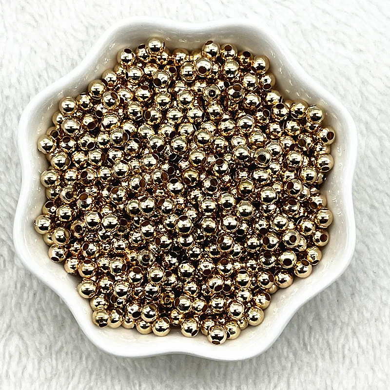 Elegant Plating Metal Beads: Smooth Ball Spacer for Jewelry Crafting and Handmade Accessories