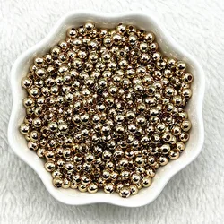 Elegant Plating Metal Beads: Smooth Ball Spacer for Jewelry Crafting and Handmade Accessories (KC gold)