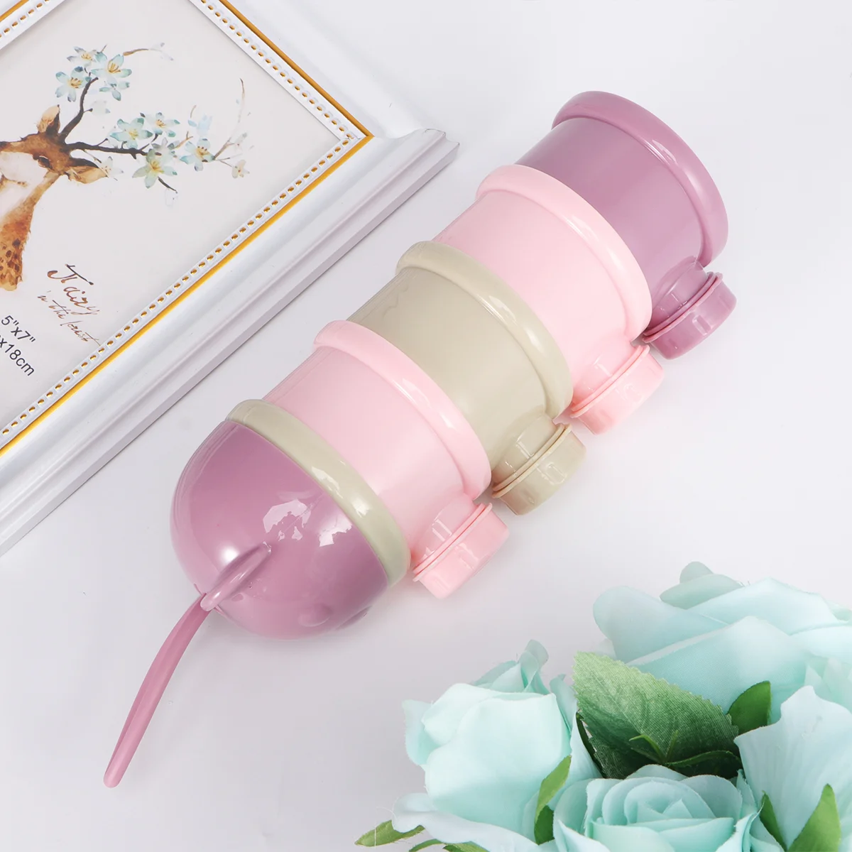 Four Layers Baby Milk Powder Box Stackable Storage Container Plastic Oats Cornflour Nuts Healthy Pp Material Portable Feeding