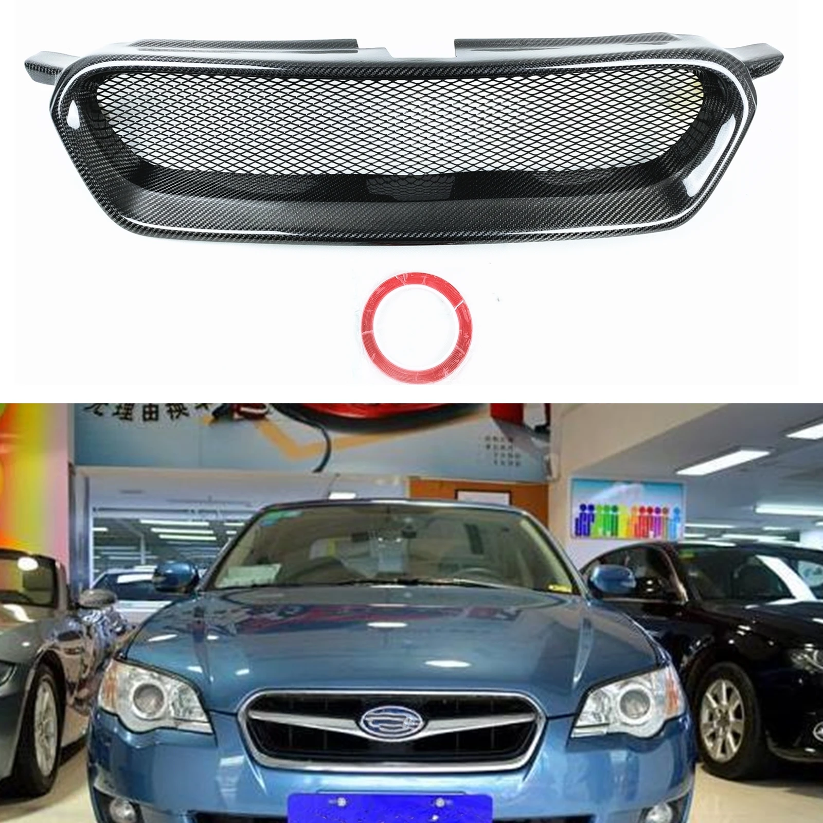 

Racing Grill For Subaru Legacy 2008-2009 Honeycomb Style Front Grille Real Carbon Fiber Car Upper Bumper Hood Radiator Mesh Grid