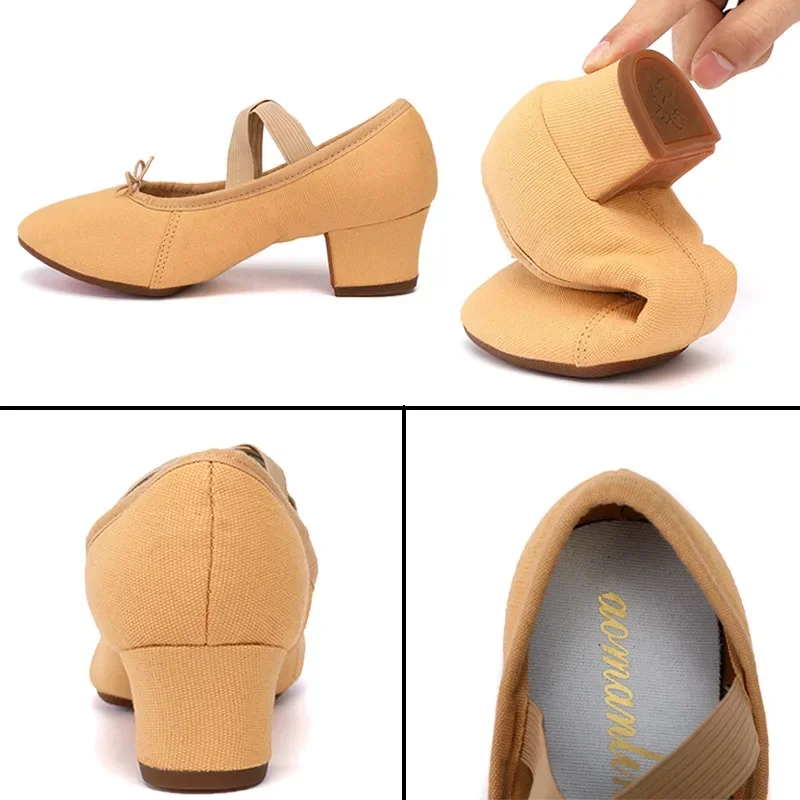 Adult Jazz Ballroom Canvas Dance Shoes Women Teacher Soft Sole Latin Modern Dance National Standard Practice dance shoes