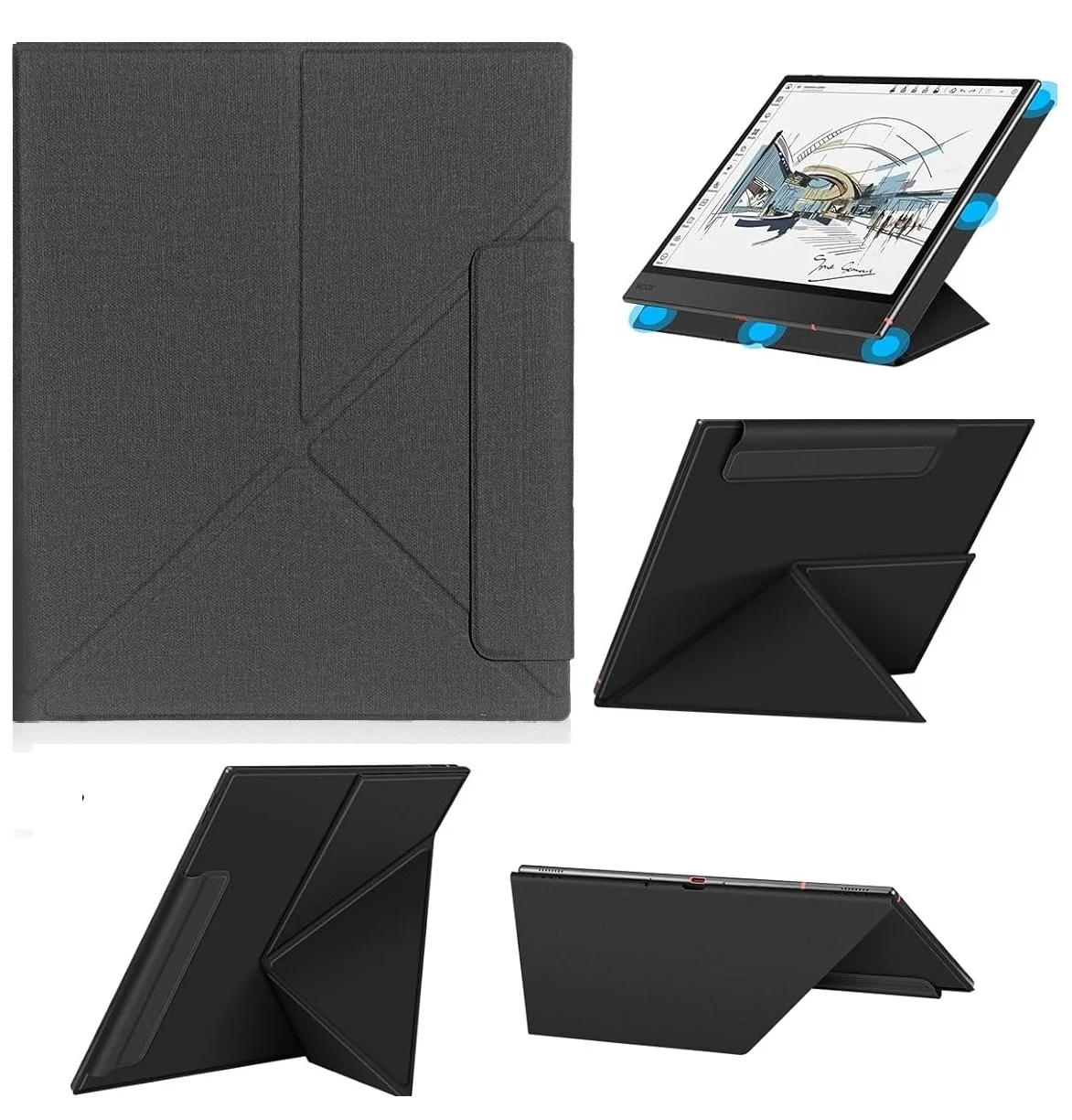 Magnetic Case with Auto Sleep/Wake and 2-Way Origami Stand Featuring Pen Buckle Design