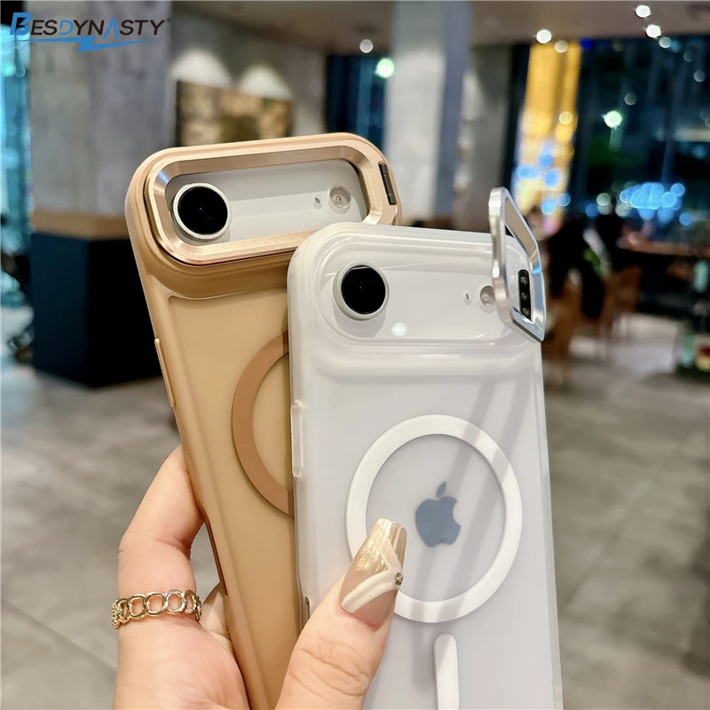Magnetic Metal Lens Stand Wireless Phone Case - Shockproof Cover