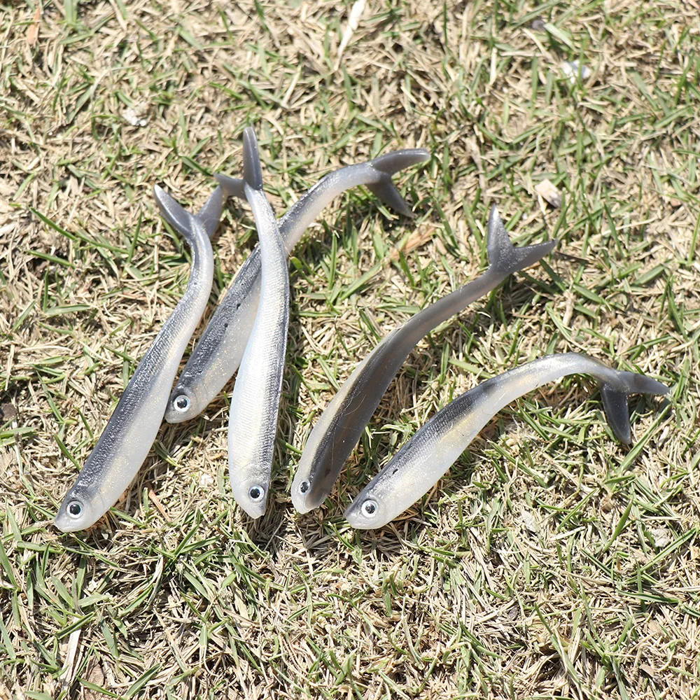 Description Picture 6 of item10 PCS/Bag 8cm/2g Soft Shrimp Worms Fish Lure Silver Silicone Wobblers Fishing Tackle Jigging Maggot Fishing Bait Jig Head Bait