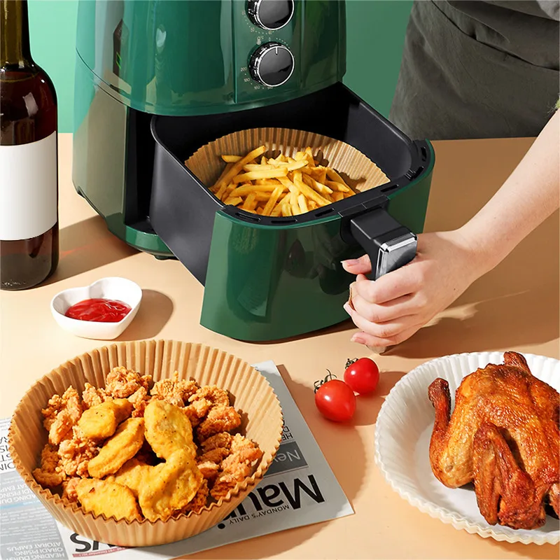 100/50PCS Disposable Air Fryer Paper Liner 16/20CM Oil-proof Airfryer  Disposable Cooking Paper Trays Baking Paper For Air Fryer