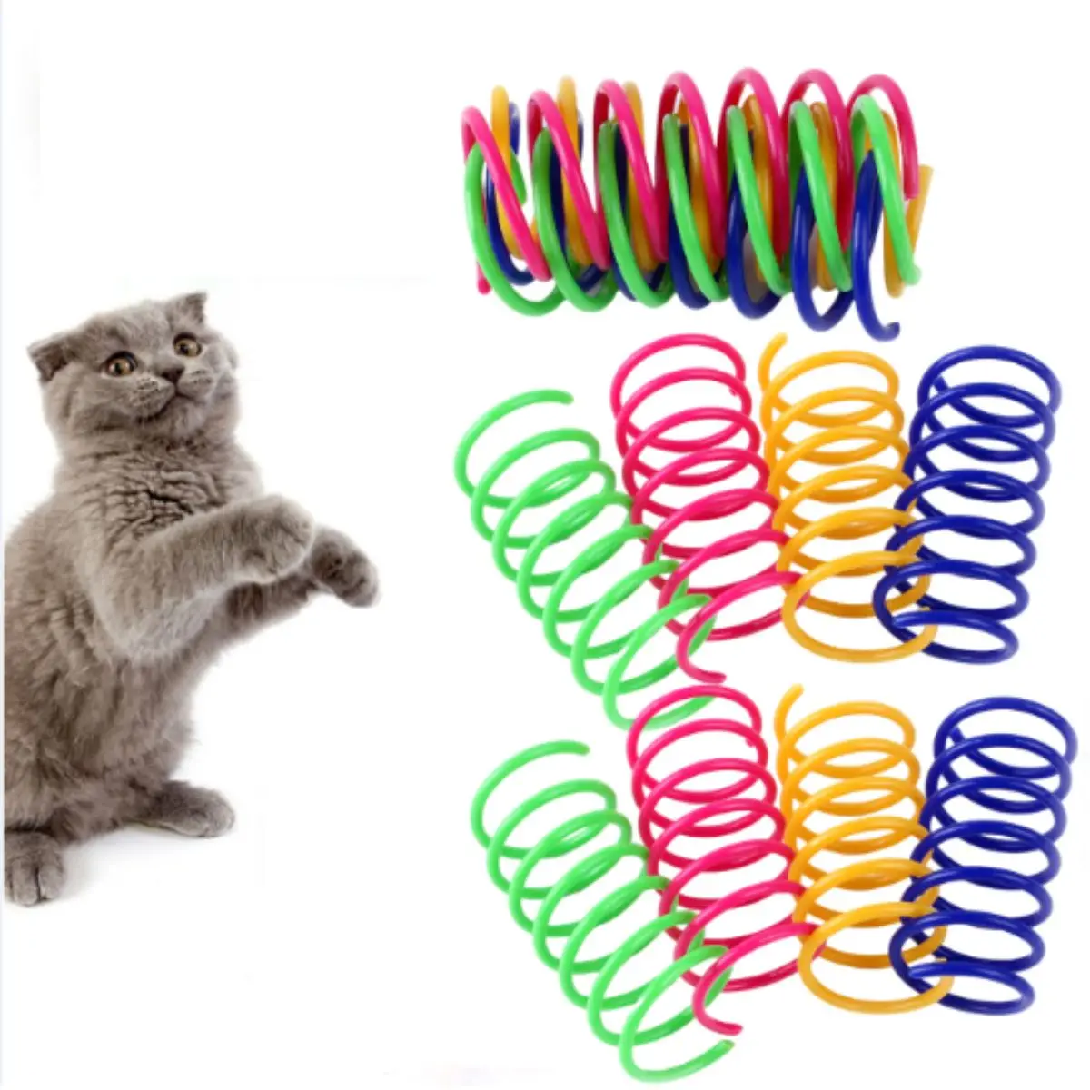 10Pcs Random Color Cat Spring Toys, Cat Spiral Springs for Indoor Cats, Colorful & Durable Plastic Spring Coils Attract to Swat, 10Pcs Random Color Cat Spring Toys, Cat Spiral Springs for Indoor Cats, Colorful & Durable Plastic Spring Coils Attract to Swat,