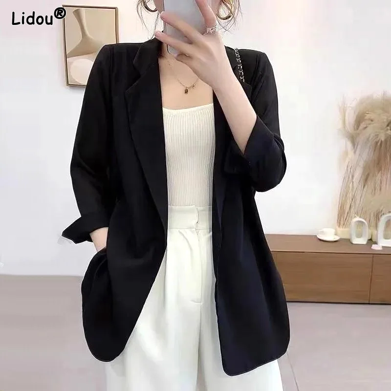 Intellectual Tops Notched Simplicity Solid Color Straight Blazers Office Lady Casual Spring Summer Thin Women's Clothing Fashion intellectual tops notched simplicity solid color straight blazers office lady casual spring summer thin women s clothing fashion