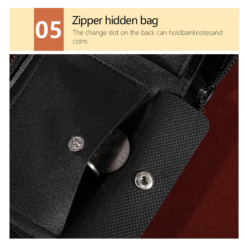 Kurze Herren-Geldbörse mit Reißverschluss, Kartenhalter mit mehreren Karten, zweifach gefaltete Geldbörse aus PU-Leder mit Münzfach, Geschenk für Männer – Detail 6