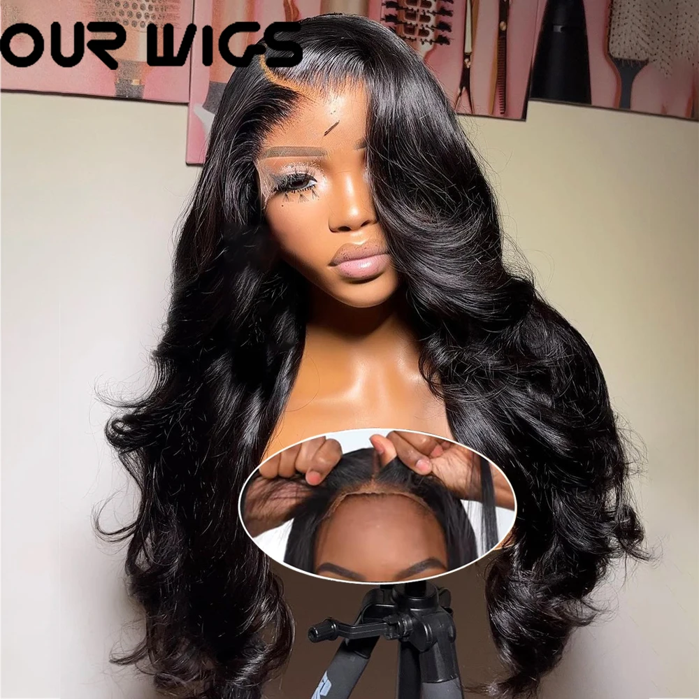 

Легкие в использовании безклеевые парики, волнистые парики на сетке 4x4, синтетические предварительно срезанные передние парики на сетке для женщин, парик с естественной плотностью 180%