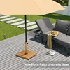Patio Umbrella Base, 43lbs Outdoor Heavy Duty Square Concrete Stand Market Umbrella, Teak Brown 1