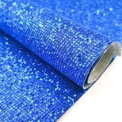 Holographic Iridescent Glitter PU Leatherette Fabric - Starry Sky Plaid - A4 20 x 30cm (Blue)