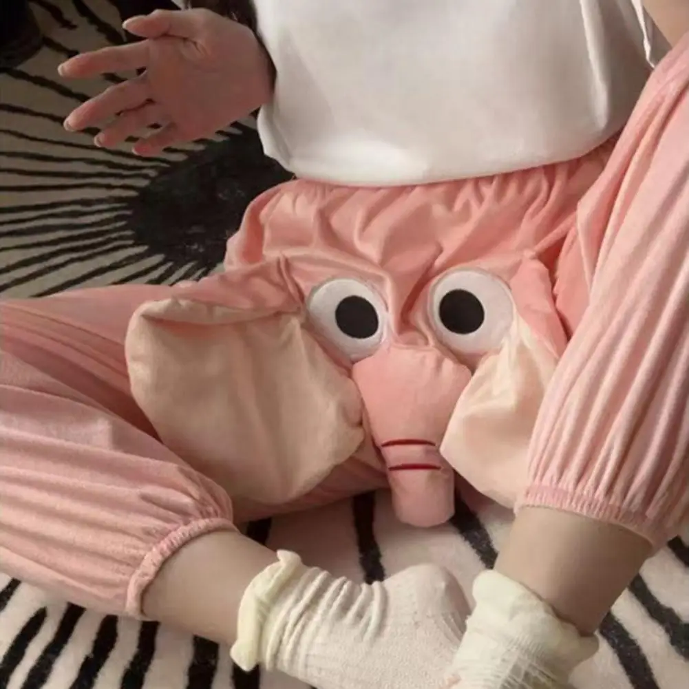 Flannel Pajama Pants Women Men Cartoon Elephant Nose Plush Pajama Bottoms Homewear Plush Lounge Trousers Couple Pajamas Pants_ecoleips.com