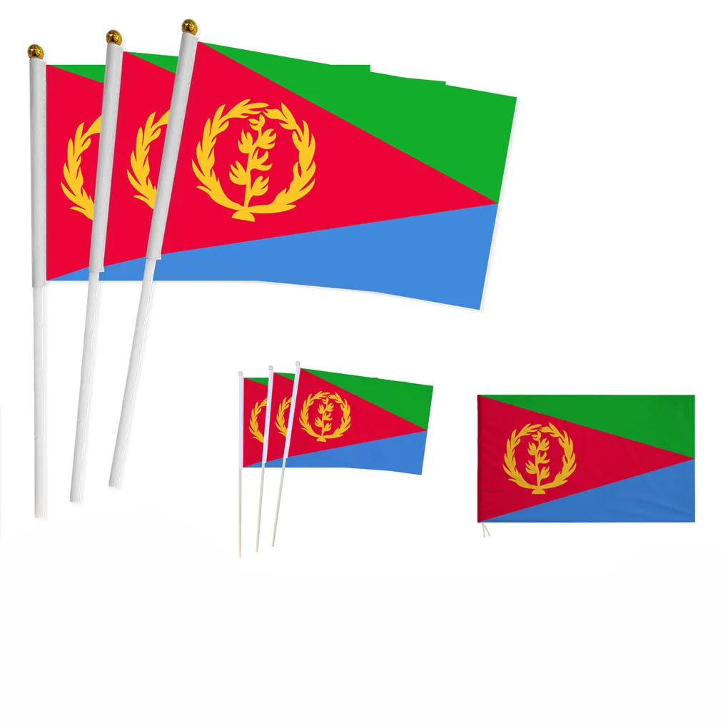 Z-One Bandiera 100 Pz Eritrea Hand Flag 14*21Cm Eritrea Eritreo Bandiera Nazionale Piccola Bandiera Sventolante Tenuta In Mano Indoor Outdoor Home Dec