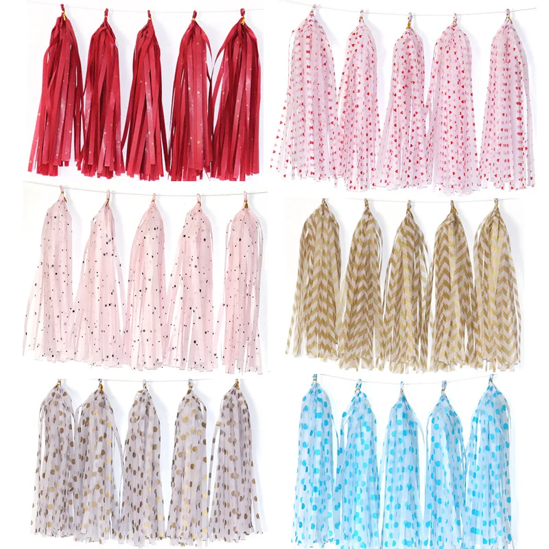 5Pcs/Pack Colored Dot Paper Tassel Ribbon Garland Birthday Decoration ...