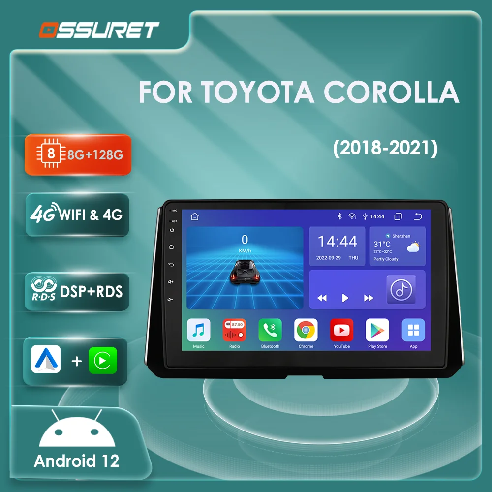Android 12 2din Car Radio Multimedia Video Player For Toyota Corolla 12