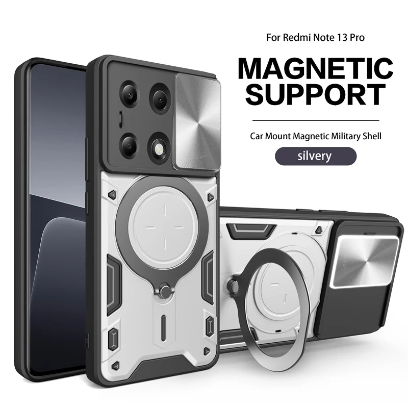 Rugged Armor Case with Slide Camera Protector & Ring Stand