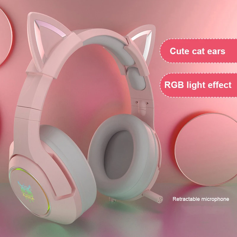 

Новый продукт K9 милая девушка с кошачьими ушками игровая гарнитура с микрофоном ENC шумоподавление HiFi 7,1 каналов RGB проводные наушники