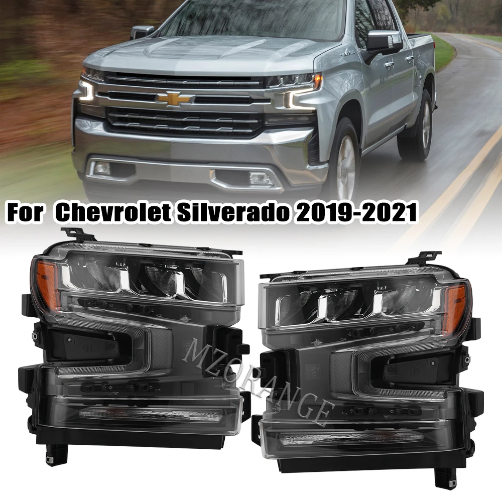 Headlight For Chevrolet Silverado 2019 2020 2021 Led Front Fog Light Foglights 84738618 84738619