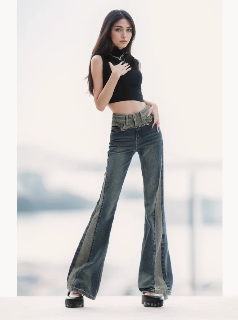 Petite kızlar amerikan yüksek sokak baharatlı kızlar düşük bel ekleme kot  Vintage Y2k Slim Fit düz tüp MicroFlare pantolon - AliExpress